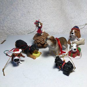 Lot of 7 Dogs Mixed Christmas Ornaments
